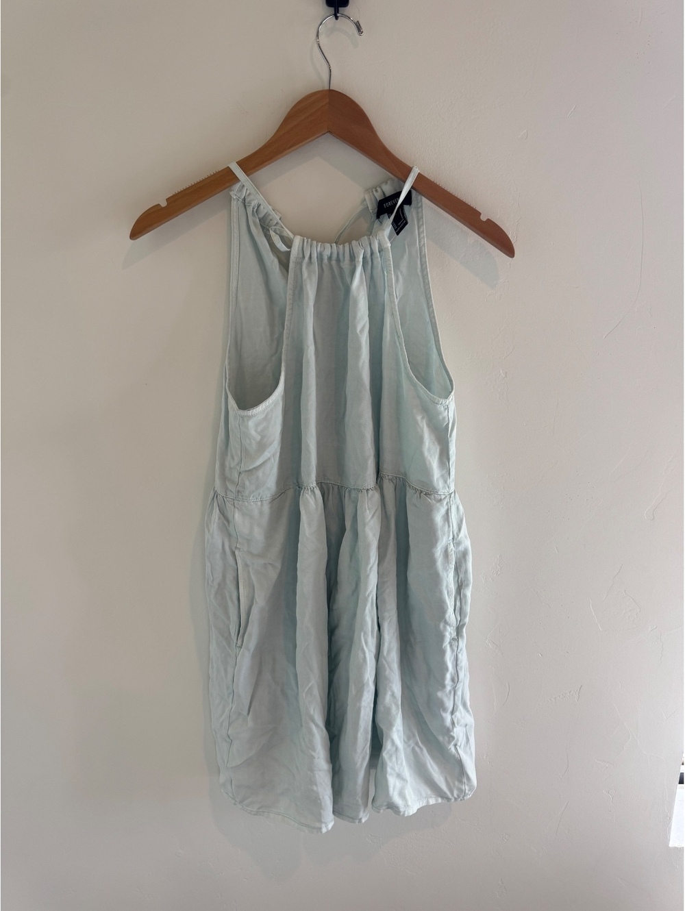 Forever 21 Light Blue Romper Small Babydoll Coastal Summer Pockets